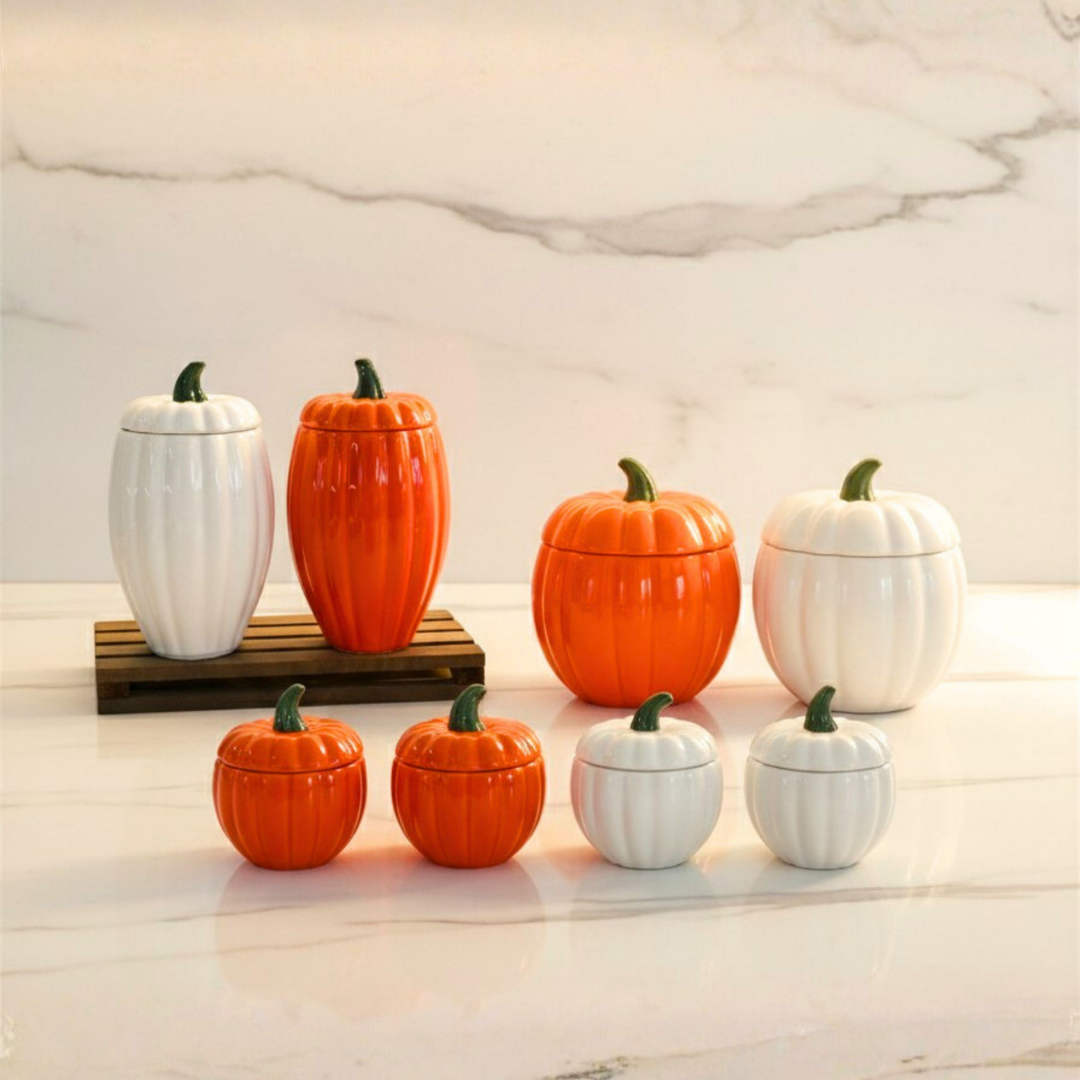 Cookinaplus "Pumpkin Spice" 8'li Seramik Balkabağı Saklama Seti