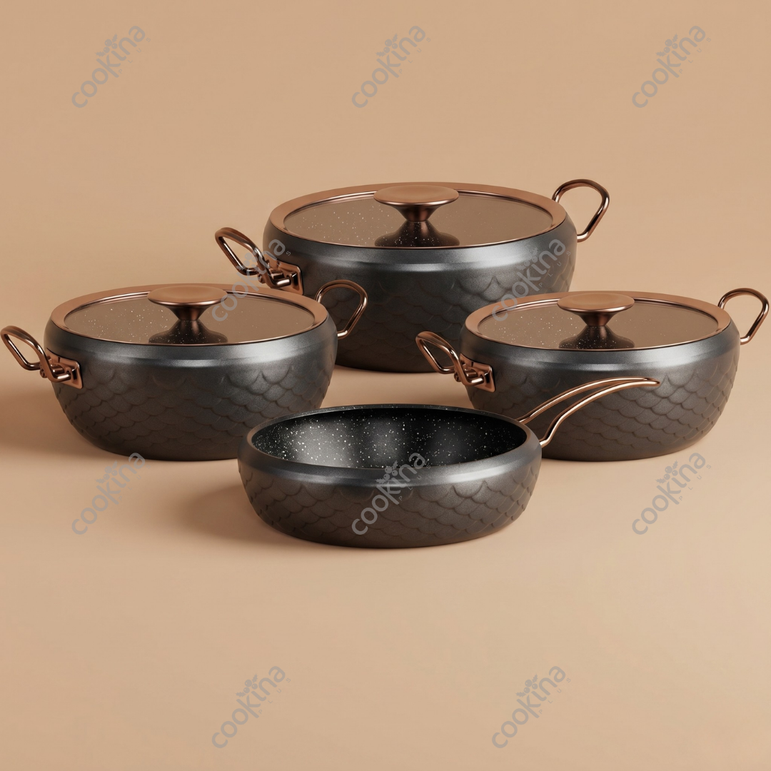 Shine Obsidian Bronz: 10 Parça Tencere & 3’lü Maşa Seti