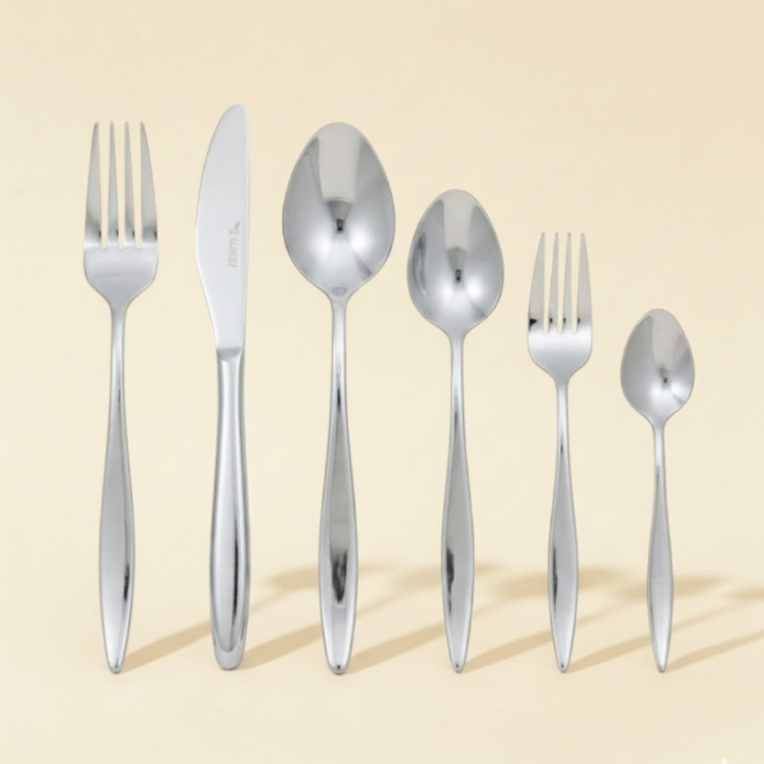 CookinaPlus Sterling Silver 36 Parça Premium Çatal Bıçak Takımı - 18/10 Paslanmaz Çelik