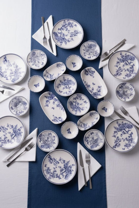 Blue Blossom 22 Parça 6 Kişilik Kahvaltı Takımı Porselen